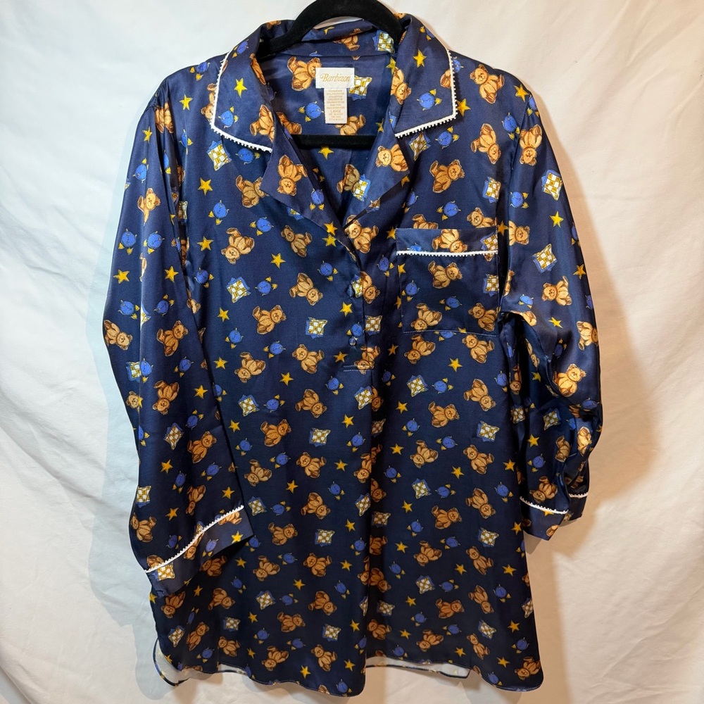 Barbizon‎ Navy Sleepshirt with Teddy Bear and Star Design